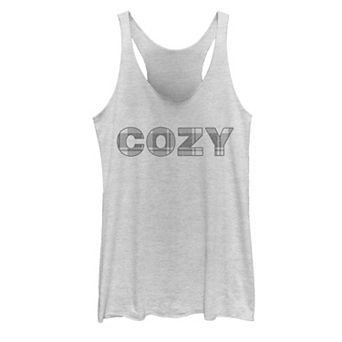 Juniors' "Cozy" Plaid Graphic Tank Top