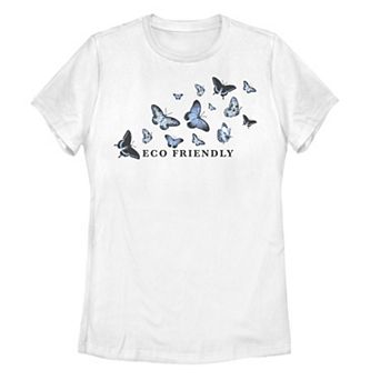 Juniors' Eco Butterfly Floral Graphic Tee