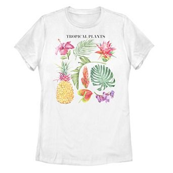 Juniors' Tropical Plants Graphic Tee