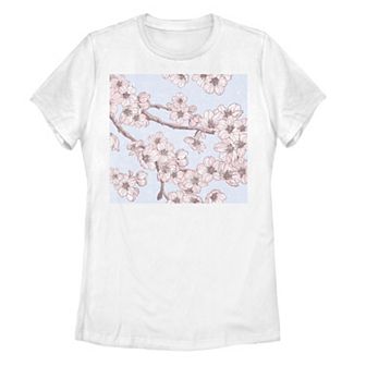Juniors' Sakura Floral Graphic Tee