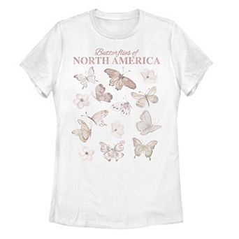 Juniors' Watercolor Butterfly Chart Graphic Tee