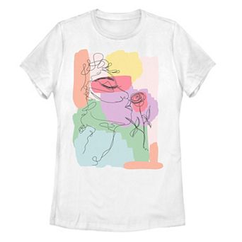 Juniors' Roses Line Art Graphic Tee