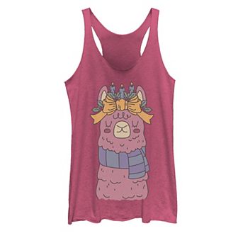 Juniors' Christmas Llama Holiday Graphic Tank Top