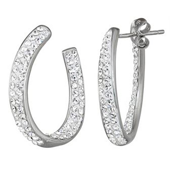 Chrystina Fine Silver-Plated Open U-Shape Hoop Earrings