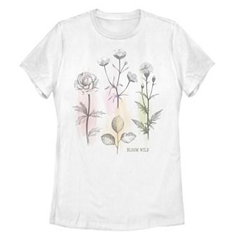 Juniors' Botanical Flowers Graphic Tee