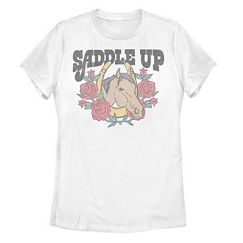 Juniors' Saddle Up Floral Horse Graphic Tee