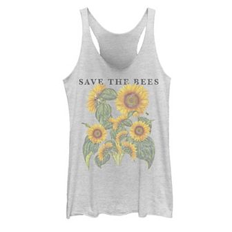 Juniors' Sunflower Bees Graphic Tank Top