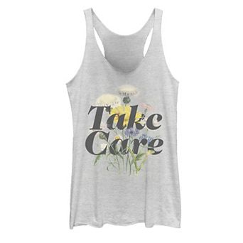 Juniors' Take Care Floral Graphic Tank Top