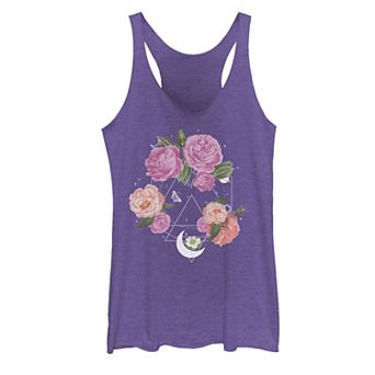 Juniors' Floral Space Geometric Graphic Tank Top