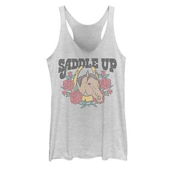 Juniors' Saddle Up Floral Horse Graphic Tank Top