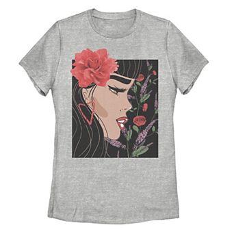Juniors' Rose Floral Face Tee