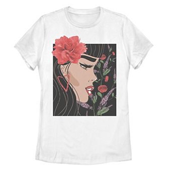 Juniors' Rose Floral Face Tee