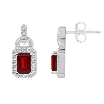 Celebration Gems Sterling Silver Garnet & White Topaz Accent Drop Earrings