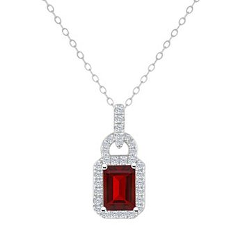 Celebration Gems Sterling Silver Garnet & White Topaz Accent Pendant Necklace