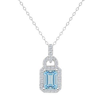 Celebration Gems Sterling Silver Blue Topaz & White Topaz Accent Pendant Necklace