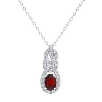 Celebration Gems Sterling Silver Garnet & White Topaz Accent Pendant Necklace