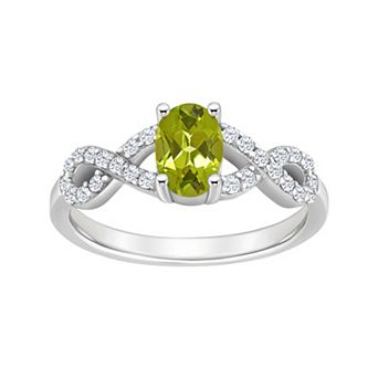 Celebration Gems Sterling Silver Peridot & White Topaz Accent Ring