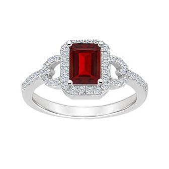 Celebration Gems Sterling Silver Garnet & White Topaz Accent Ring