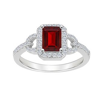 Celebration Gems Sterling Silver Garnet & White Topaz Accent Ring