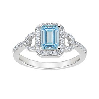 Celebration Gems Sterling Silver Sky Blue Topaz & White Topaz Accent Ring