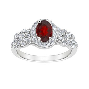 Celebration Gems Sterling Silver Garnet & White Topaz Accent Ring