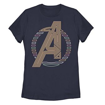 Juniors' Marvel Avengers Multi-Lined Logo Graphic Tee