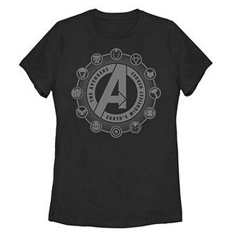 Juniors' Marvel Avengers Character Circle Graphic Tee