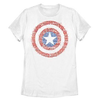 Juniors' Marvel Captain America Glitched Shield Graphic Tee