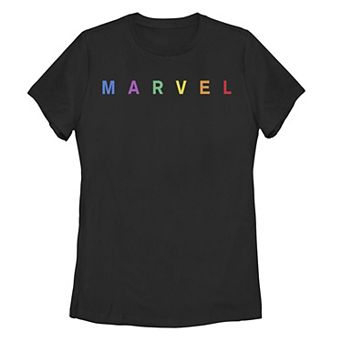 Juniors' Marvel Simple Rainbow Logo Graphic Tee