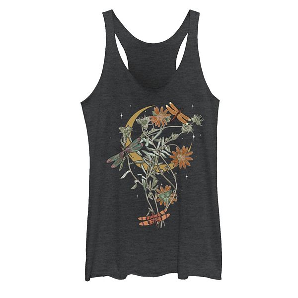 Juniors' Dragonfly Fall Floral Graphic Tank Top