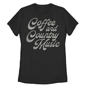 Juniors' Country & Coffee Cowboy Graphic Tee