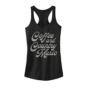 Juniors' Country & Coffee Cowboy Graphic Tank Top