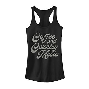 Juniors' Country & Coffee Cowboy Graphic Tank Top