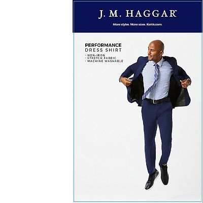 jm haggar dress shirts Haggar Tall Wrinkle Free Classic Fit Dress Shirt in Light Blue