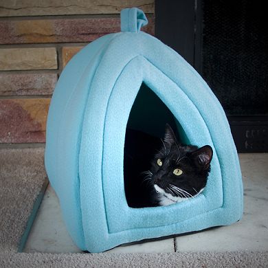 PetMaker Indoor Igloo Cat House Pet Bed with Removable Foam Cushion