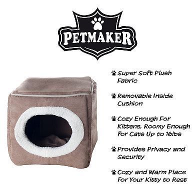PetMaker Pet Pal Cozy Cave Enclosed Cube Cat Bed