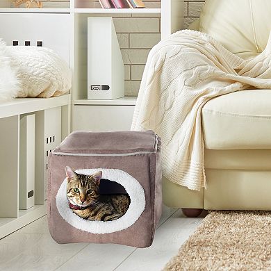 PetMaker Pet Pal Cozy Cave Enclosed Cube Cat Bed