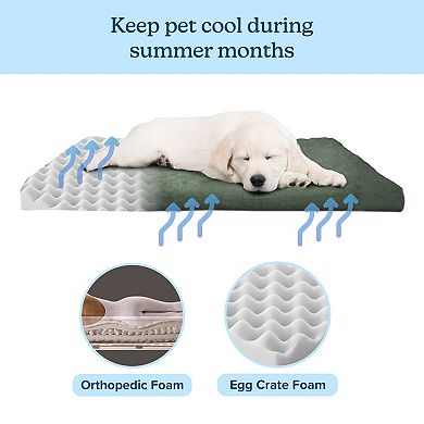 PetMaker Orthopedic 3-Inch Triple Foam Dog Pet Bed with Green Removable Cover
