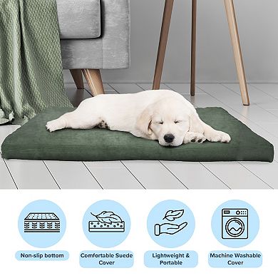 PetMaker Orthopedic 3-Inch Triple Foam Dog Pet Bed with Green Removable Cover