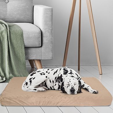 PetMaker 2-Layer Orthopedic Egg Crate Memory Foam Dog Pet Bed with Beige Washable Cover