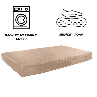 PetMaker 2-Layer Orthopedic Egg Crate Memory Foam Dog Pet Bed with Beige Washable Cover