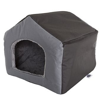 PetMaker Enclosed Cottage House Pet Bed with Removable Sherpa Pad for Dogs and Cats