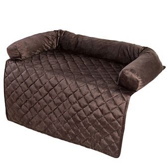 PetMaker 38" x 36" Brown Water-Resistant Pet Couch Cover Bed with Memory Foam Bolster for Dogs and Cats