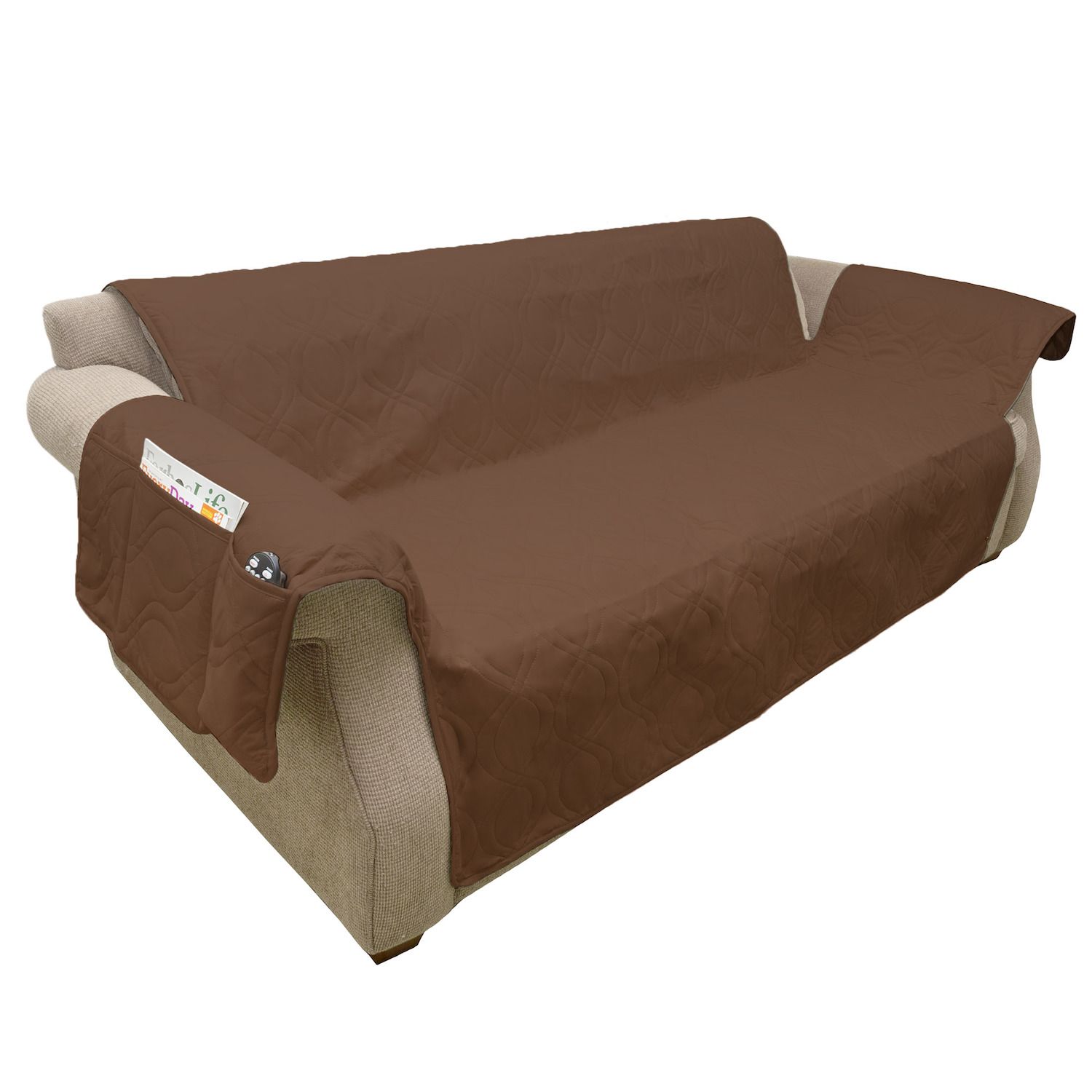 PetMaker Waterproof Couch Sofa Furniture Slipcover For Dogs And Cats   4829975 Brown