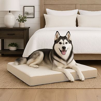 PetMaker Pet Pal Orthopedic Sherpa Top Pet Bed with Memory Foam and Removable Cover