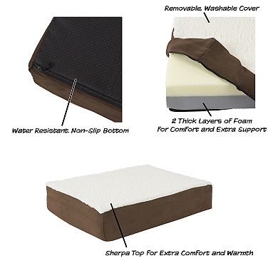 PetMaker Pet Pal Orthopedic Sherpa Top Pet Bed with Memory Foam & Removable Cover