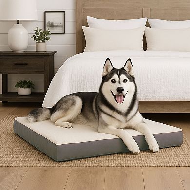 PetMaker Orthopedic Sherpa Top Pet Bed with Memory Foam and Removable Cover