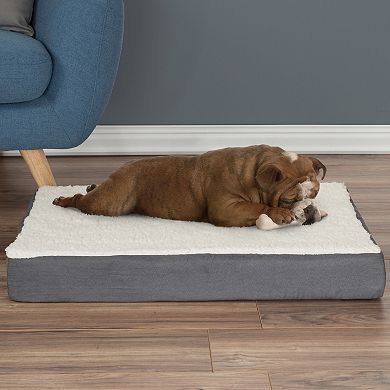 PetMaker Orthopedic Sherpa Top Pet Bed with Memory Foam and Removable Cover