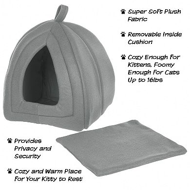 PetMaker Pet Pal Gray Igloo Cat Pet Bed with Removable Cushion
