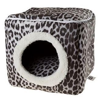 PetMaker Pet Pal Cave Cat Leopard Print Pet Bed with Removable Cushion Pad